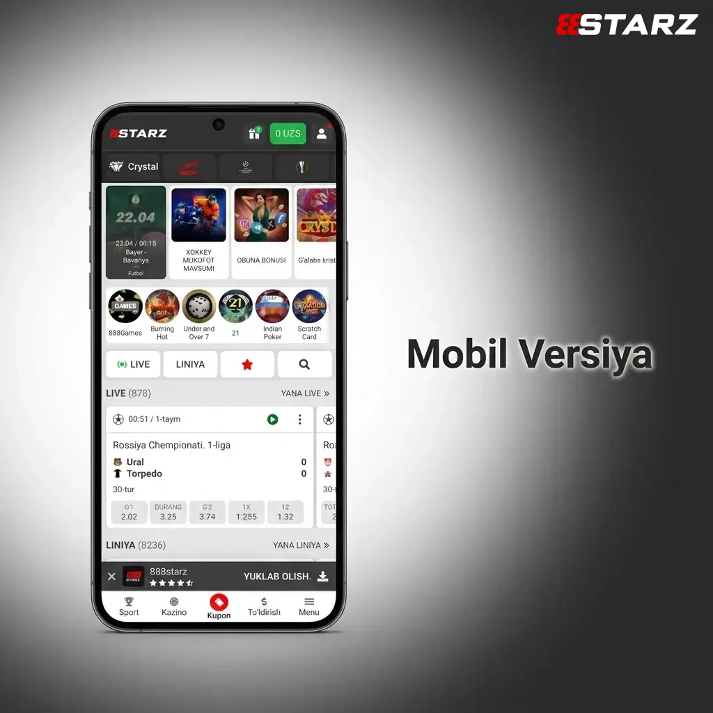 888starz mobil sayt versiyasi: ilova o'rnatmasdan to'liq funksionallik, tezkor yuklanish va barcha to'lov usullari