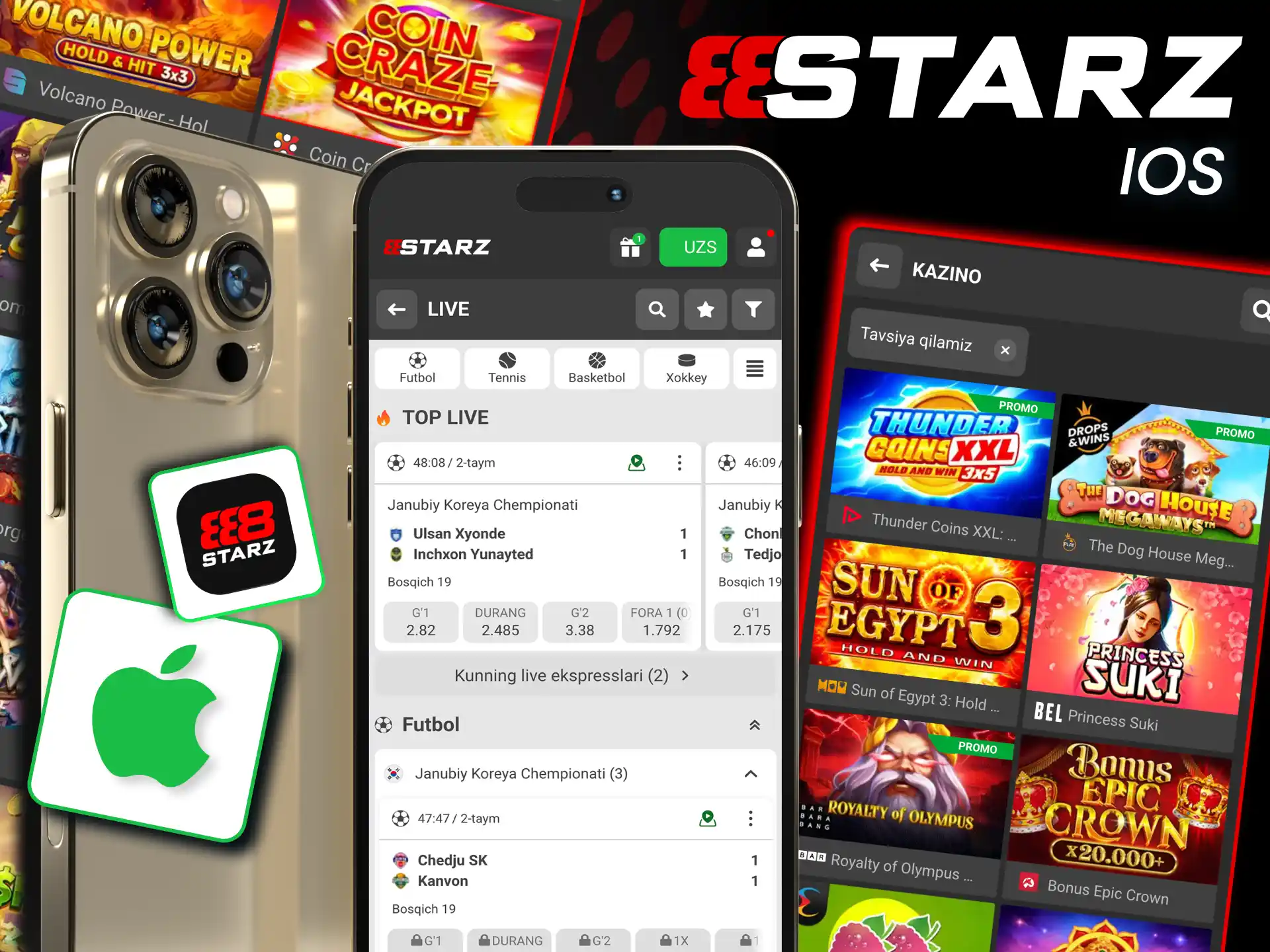Kirish jarayoni 888starz iOS ilovasida akkauntga kirish yoki ro‘yxatdan o‘tish mumkin.