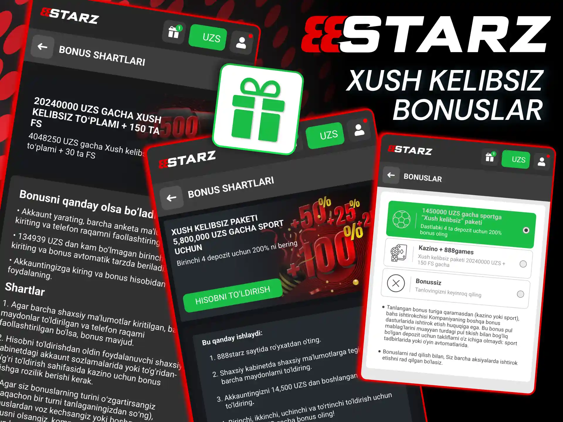 888starz xush kelibsiz bonusi tikish shartlari bajarilgach yechiladi.
